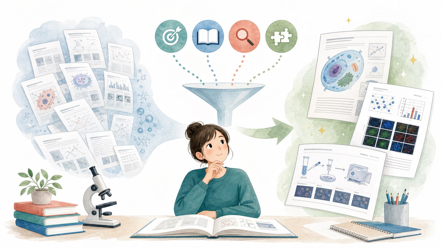 最初に読む論文を目的、論文種別、Figureの読みやすさ、Methodsの前提から選ぶ概念図